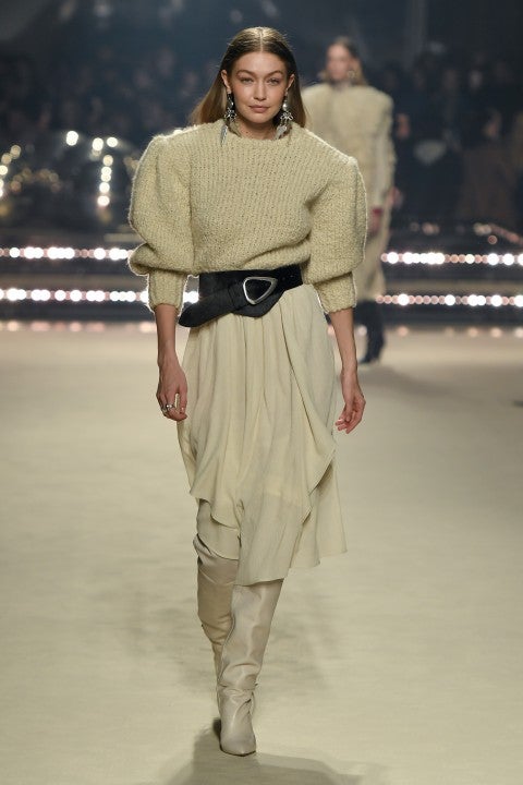 gigi hadid on Isabel Marant runway during paris fashion week