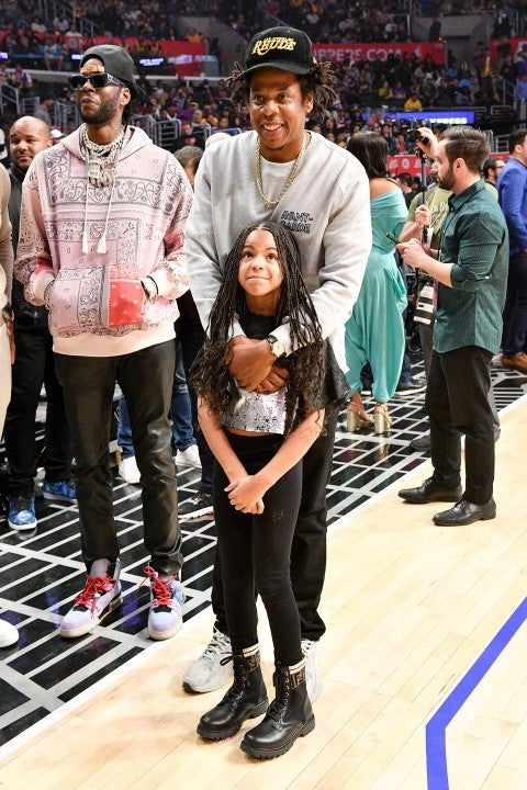 JAY-Z at blue ivy at clippers vs lakers game