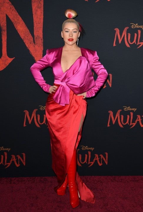 Christina Aguilera at the premiere of Disney's "Mulan" 