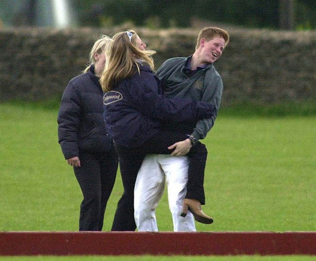 prince harry with 2 female friends at polo club in 2001
