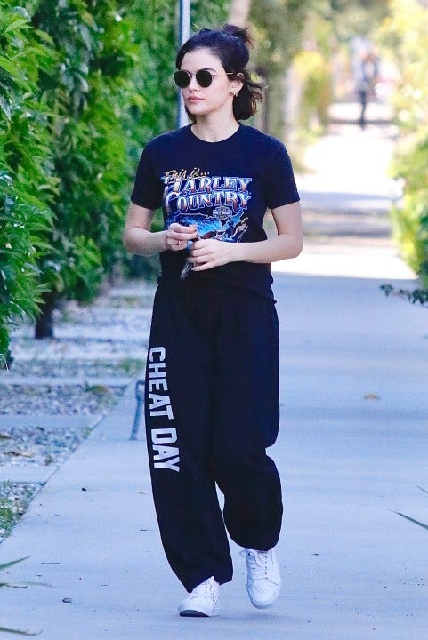 Lucy Hale in cheat day sweats