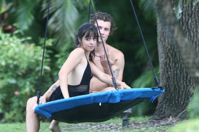 Camila Cabello and Shawn Mendes on swing in miami