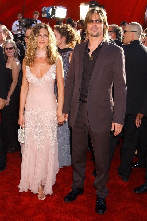 Jennifer Aniston and Brad Pitt during The 54th Annual Primetime Emmy Awards 