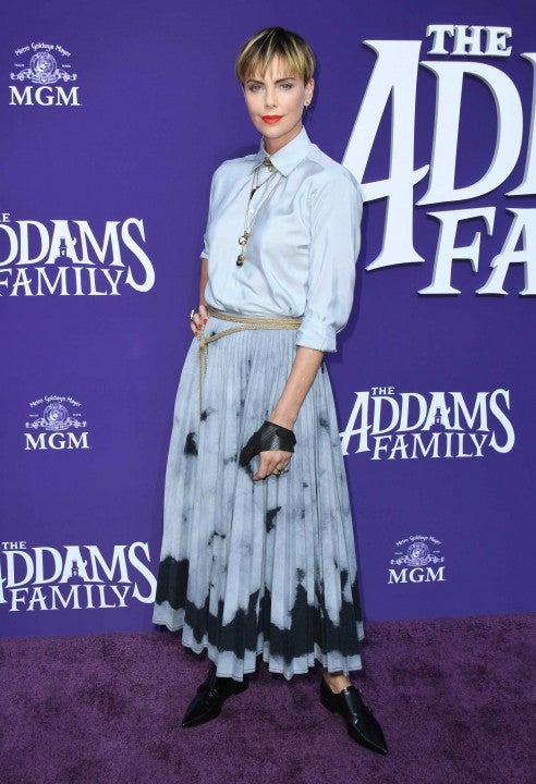 Charlize Theron at the premiere of MGM's "The Addams Family" 