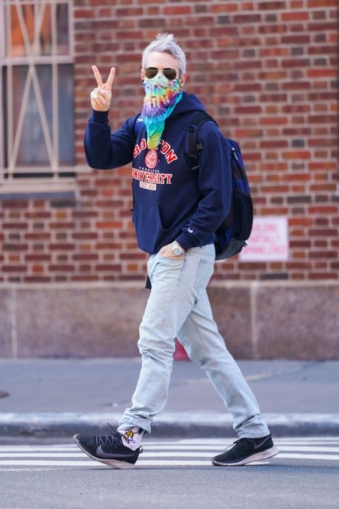 andy cohen with tie-dye bandana on 4/15