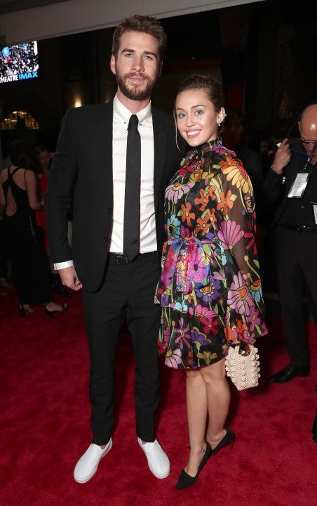 miley cyrus and Liam Hemsworth at the Los Angeles premiere of Thor: Ragnarok in 2017