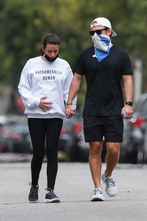 Lea Michele and husband on walk
