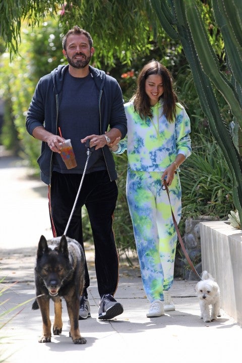 Ben Affleck and Ana de Armas walk their dogs in venice on 5/27