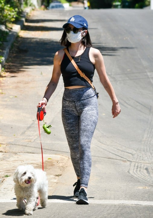 Lucy Hale walks her dog on 5/11