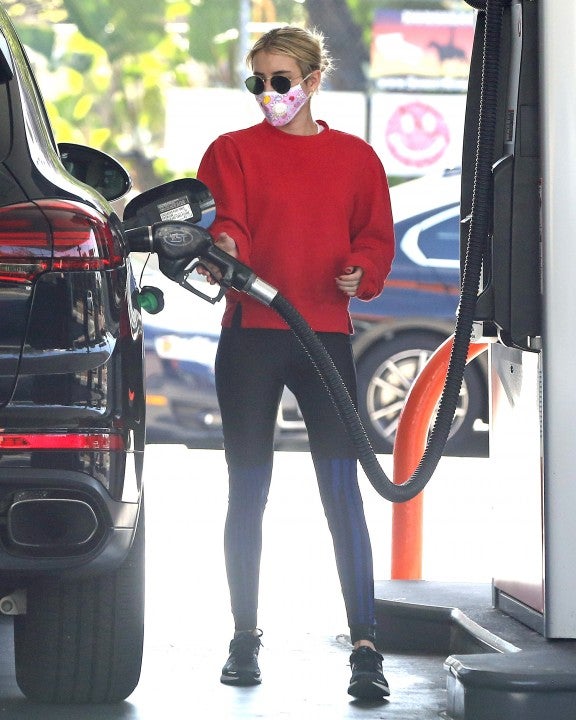 Emma Roberts at gas station