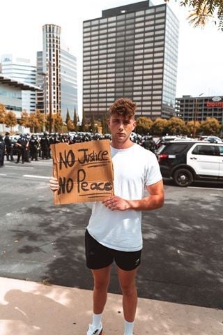 Harry Jowsey at protests