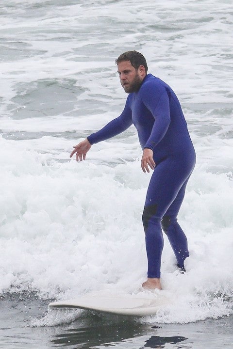 Jonah Hill surfing in malibu