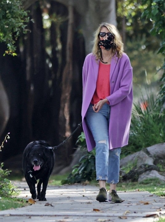 Laura Dern walks her dog