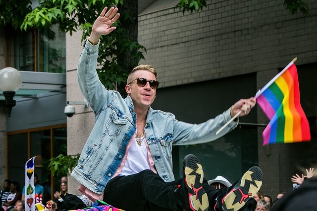 Macklemore at 2014 pride parade in seattle