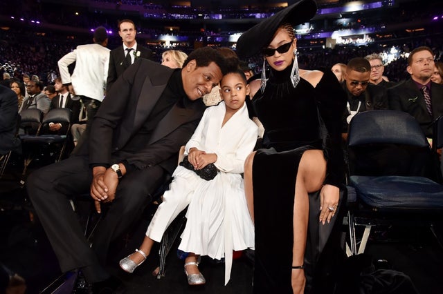 jay-z, blue ivy and beyonce at 2018 GRAMMYs