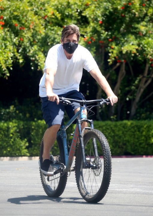 Christian Bale on bike in LA