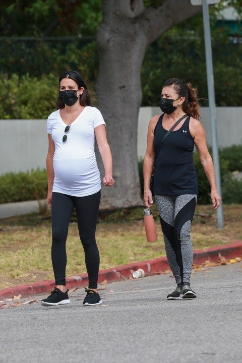 Lea Michele and her mom walking in santa monica