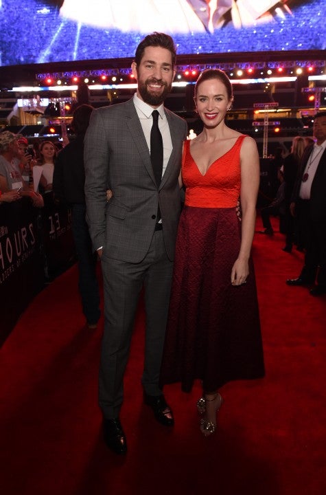 john krasinski and emily blunt at the Dallas premiere of 13 Hours: The Secret Soldiers of Benghazi