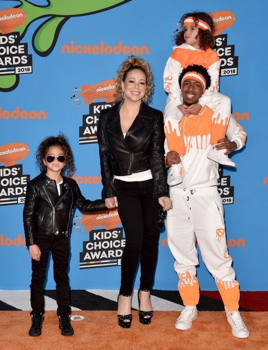 Mariah Carey, Nick Cannon, daughter Monroe Cannon and son Moroccan Cannon at Nickelodeon's 2018 Kids' Choice Award