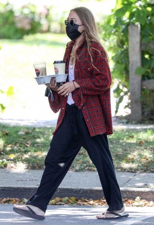 Mary-Kate Olsen gets coffee in the hamptons