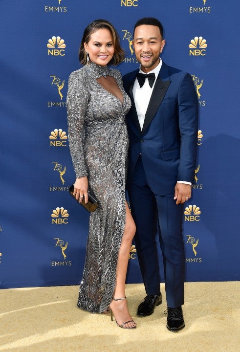 Chrissy Teigen and John Legend at the 70th Emmy Awards 