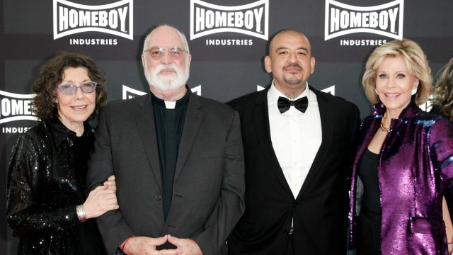 Lily Tomlin, Father Gregory Boyle, Jose Arellano and Jane Fonda homeboy industries