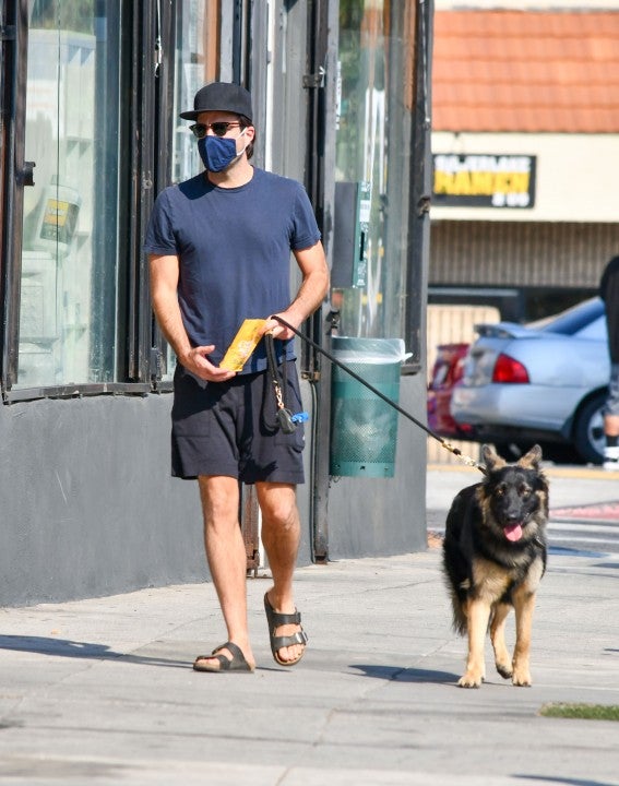 zachary quinto walks his dog in la
