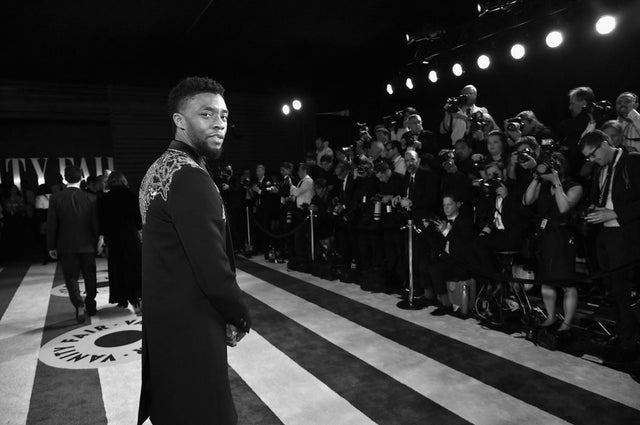 Chadwick Boseman at the 2018 Vanity Fair Oscar Party 