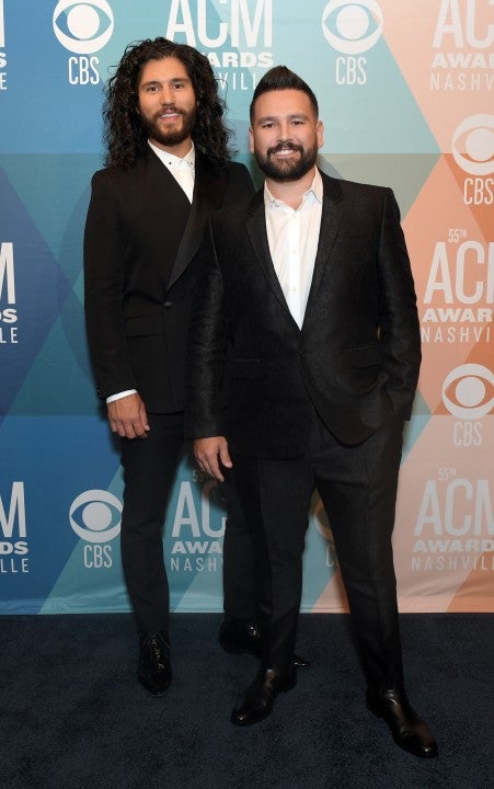  Dan Smyers and Shay Mooney of Dan + Shay attend the 55th Academy of Country Music Awards at the Grand Ole Opry on September 14, 2020 in Nashville, Tennessee. The ACM Awards airs on September 16, 2020 with some live and some prerecorded segments. 