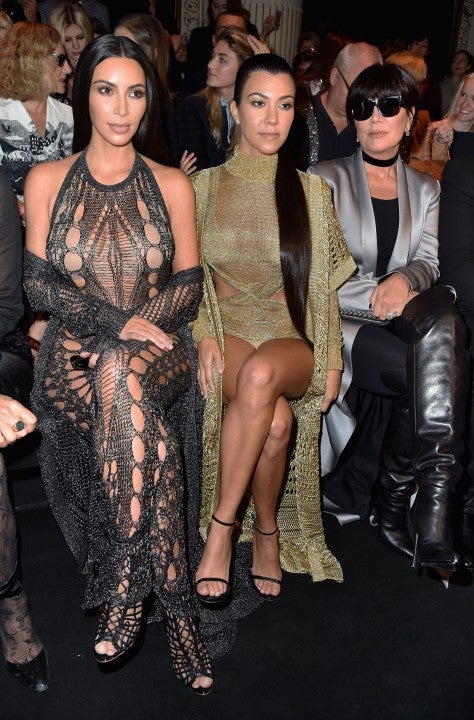 Kim Kardashian, Kourtney Kardashian and Kris Jenner at the Balmain show in 2016