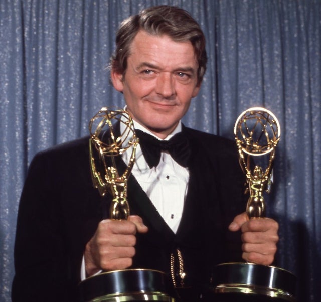 Hal Holbrook with his two Emmy Awards in 1974