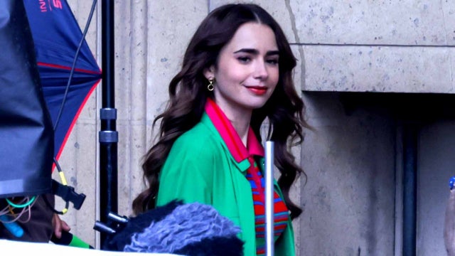 Lily Collins Emily in Paris Set Getty