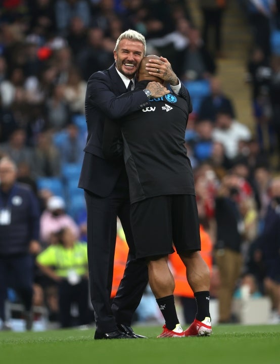 David Beckham and Roberto Carlos during Soccer Aid for Unicef 2021