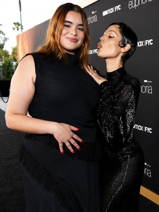 Barbie Ferreira and Alexa Demie attend HBO Max "Euphoria" FYC on April 20, 2022 in Los Angeles, California.