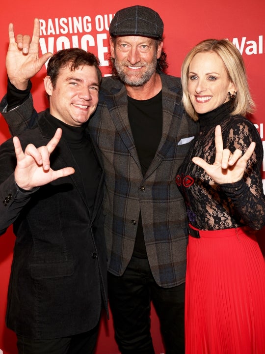 Daniel Durant, Troy Kotsur and Marlee Matlin attend 'Raising Our Voices: Setting Hollywood's Inclusion Agenda' Inaugural Luncheon hosted by The Hollywood Reporter at The Maybourne Beverly Hills on April 20, 2022 in Beverly Hills, California.