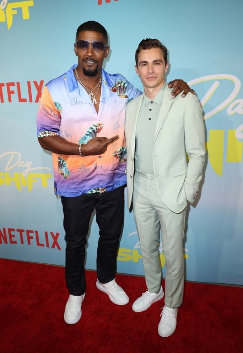 Jamie Foxx and Dave Franco attend the Day Shift Fan Screening at Silverspot Cinema - Downtown Miami on August 02, 2022 in Miami, Florida.
