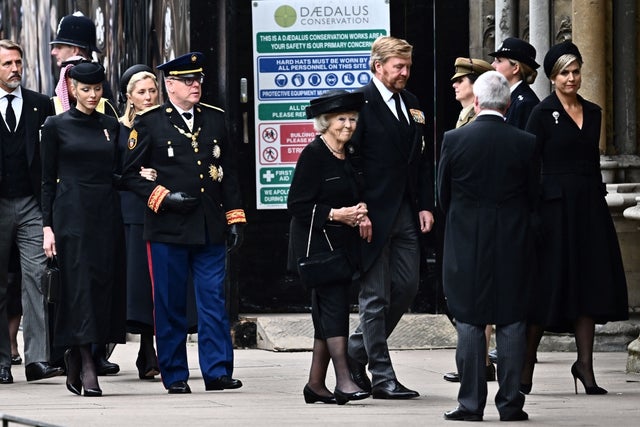 Monaco's Prince Albert II and Wife Charlene, Netherlands' Princess Beatrix, King Willem-Alexander and Queen Maxima