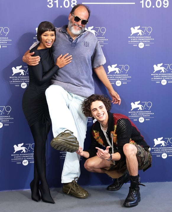 Taylor Russell, Luca Guadagnino and Timothee Chalamet