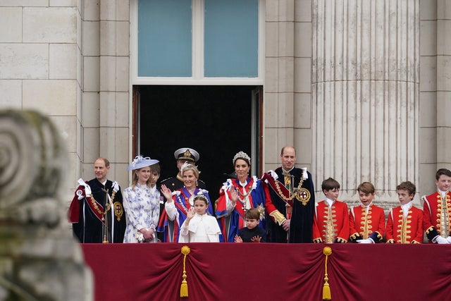 James, Earl of Wessex, Prince Edward, Sophie, Duchess of Edinburgh, Lady Louise Windsor, Prince William, Princess Kate, Princess Charlotte, Prince Louis, Prince George