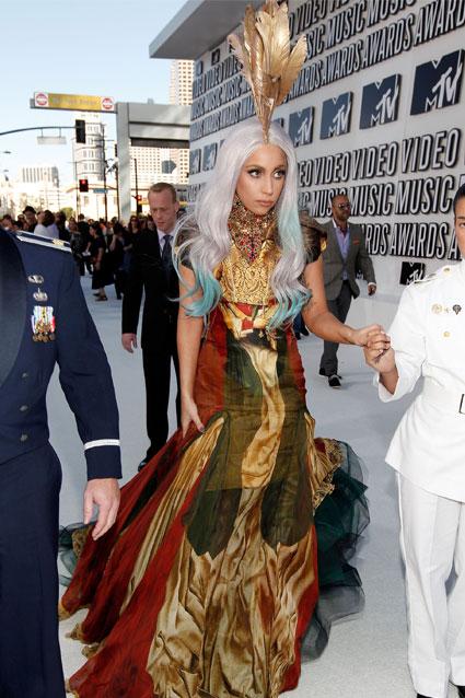Music Awards Lady Gaga Striped Dress 2019 Met Gala: Is Lady Gaga Serving  Hints About Her