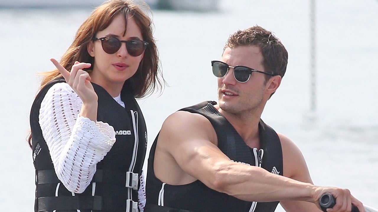Dakota Johnson And Shirtless Jamie Dornan Ride Jet-Skis, Continue To Heat  Up The 'Fifty Shades' Set: See The P | Entertainment Tonight