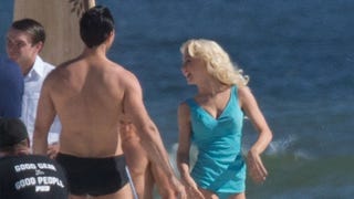 Julianne Hough Stuns in a Vintage Swimsuit on Set of 'Bigger' (Exclusive)  