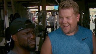 Kevin Hart and James Corden on Their Battle in the Gym for 'What the Fit' (Exclusive)