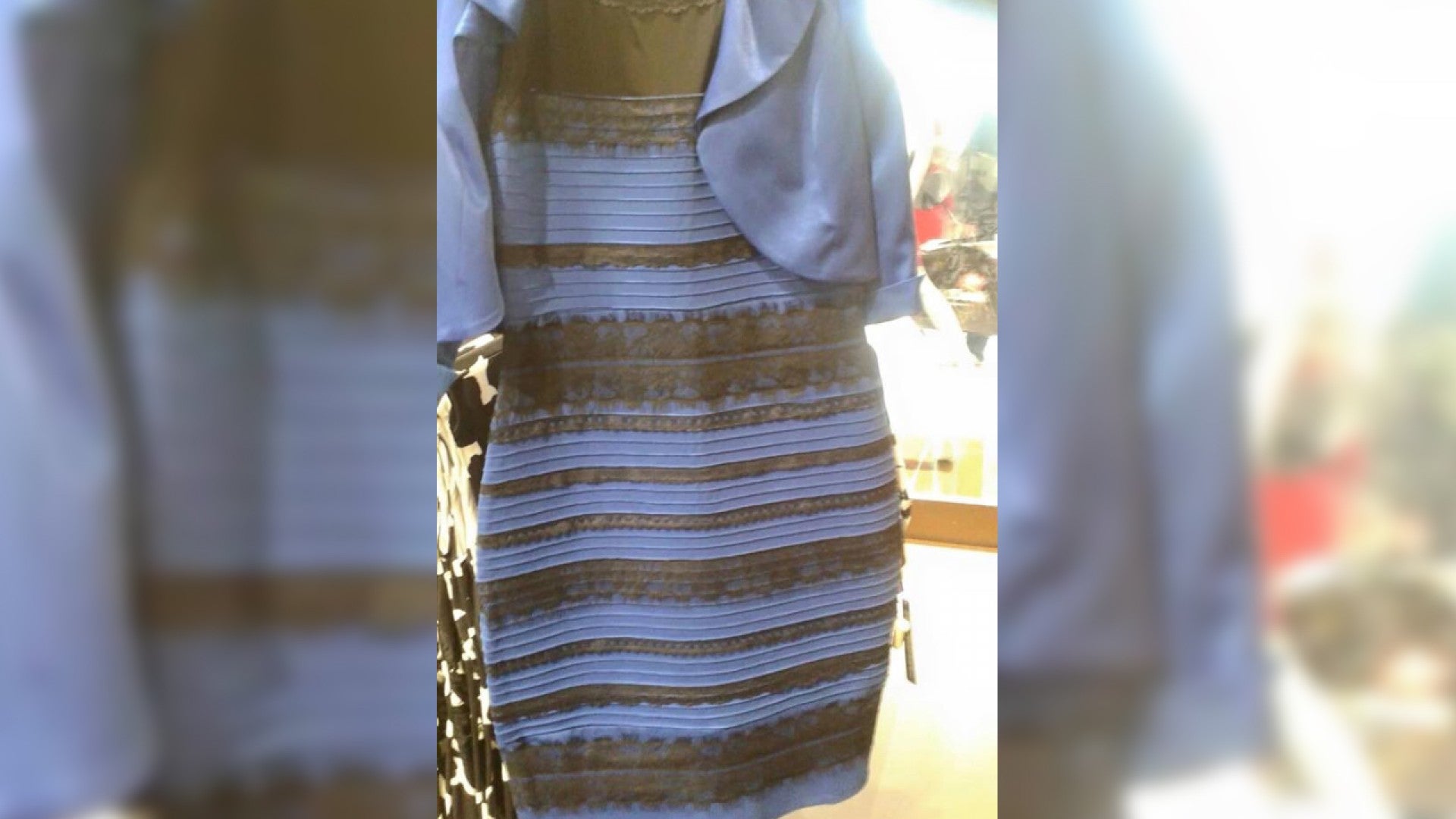 the blue black gold white dress