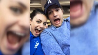 Ashton Kutcher and Mila Kunis Photobomb Their Friends at a Dodger Game!