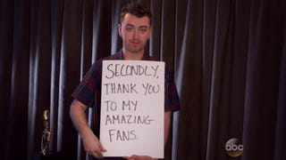 Sam Smith Channels 'Love Actually' During Acceptance Speech