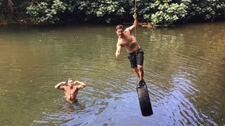 Watch Zac Efron Tire-Swing Into The Water - In Slow Motion!