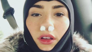 Demi Lovato Remedies the Cold Using 'Nose Tampons'