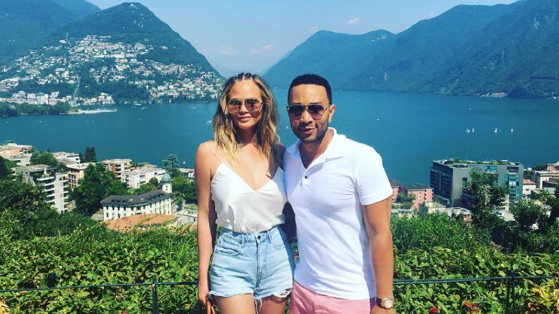 Chrissy Teigen Sports Cornrows Flaunts Post Baby Body While In Switzerland With John Legend Entertainment Tonight