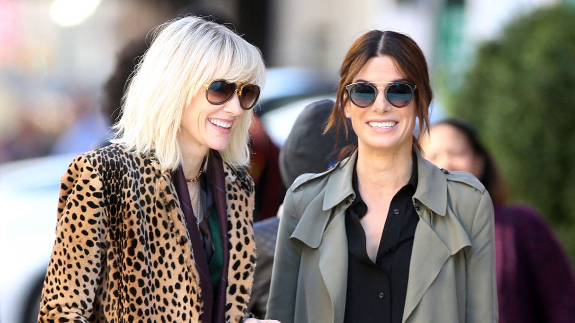 Sandra Bullock And Cate Blanchett Kick Off Filming Ocean S Eight In The Fiercest Outfits See The Pics Entertainment Tonight